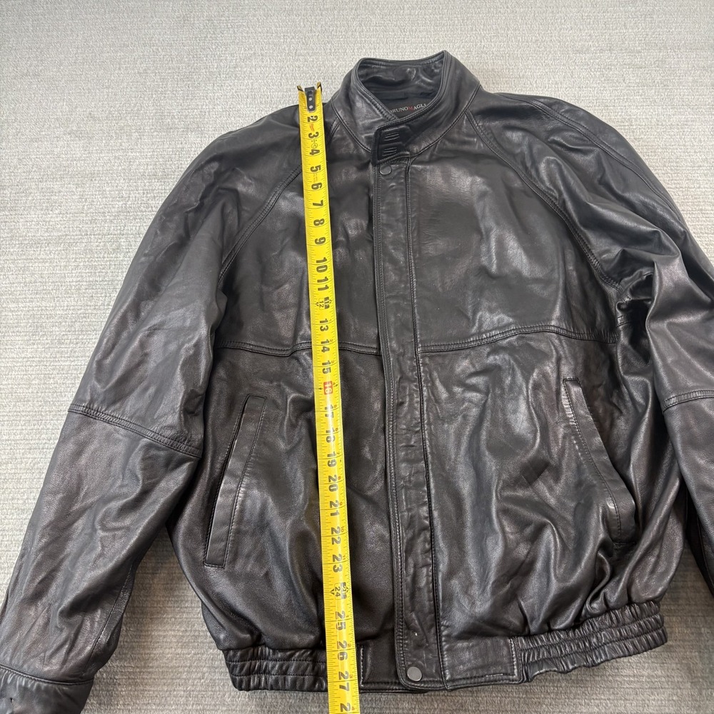 Bruno Magli Italian Black Buttery Leather Bomber Jacket Mens US 44 Capsule - Picture 4 of 11